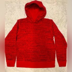 Boy red Champion hoodie, size large.